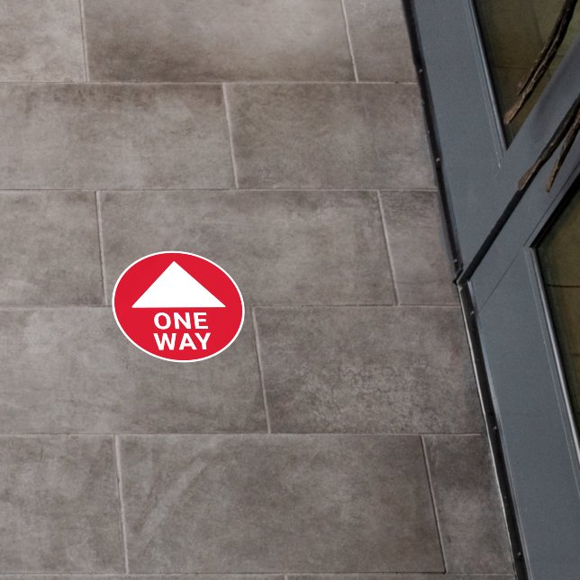 One Way Directional Arrow Red Circle Floor Decals (Restaurant)