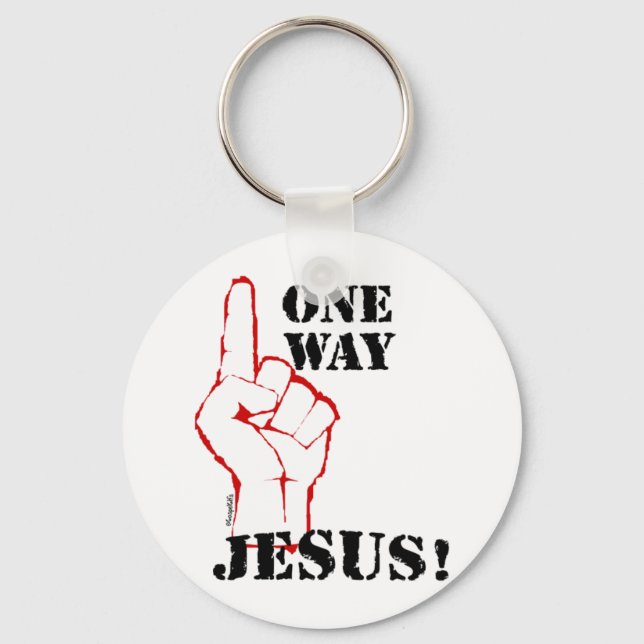 One way Jesus Christian gift design Keychain (Front)