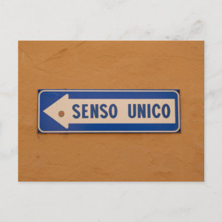 One Way Sign in Italian - Senso Unico Postcard