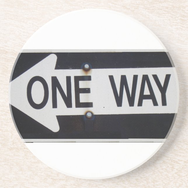 One Way Sign Sandstone Coaster (Front)