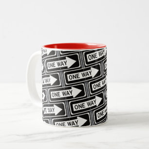 One way sign Two-Tone coffee mug