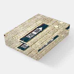 ONE WAY Street Sign Arrow Brick Wall Photo Art Paperweight