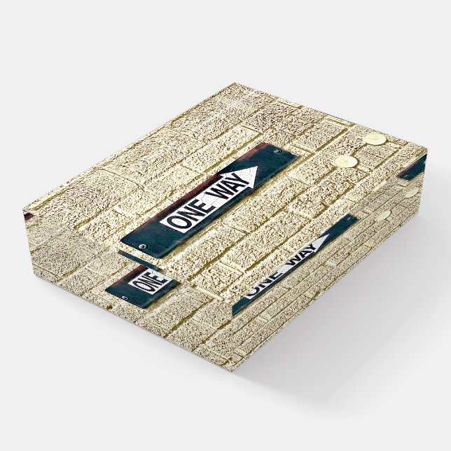ONE WAY Street Sign Arrow Brick Wall Photo Art Paperweight (Angled)