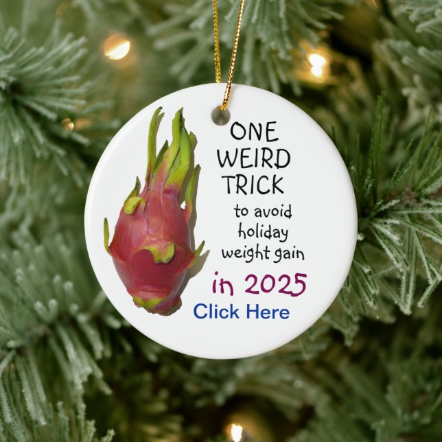 "One Weird Trick" Ad Ceramic Ornament (Tree)