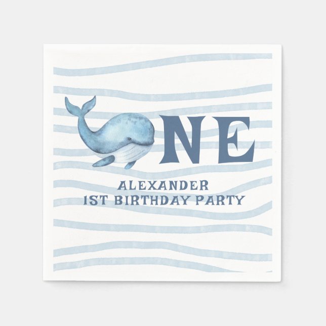 ONE WHALE 1st Birthday Under The Sea Napkins (Front)