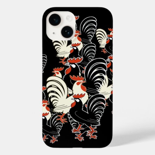 One white and two black roosters  Case_Mate iPhone 14 case
