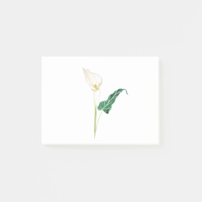 one white calla lily watercolor post-it notes (Front)