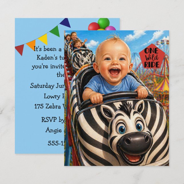 One Wild Ride Party Digital Download Invitation (Front/Back)