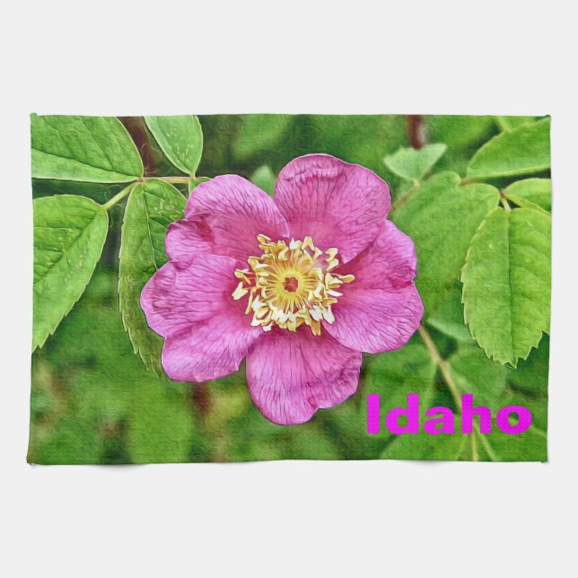One Wild Rose - Idaho Kitchen Towel (Horizontal)