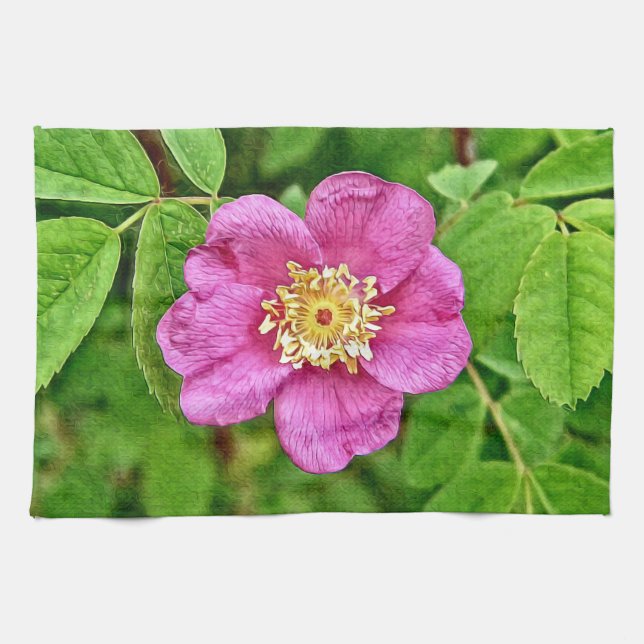 One Wild Rose Kitchen Towel (Horizontal)