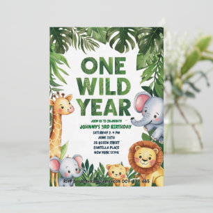 One Wild Year 1st Birthday Invitation 