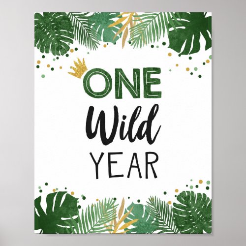 One Wild Year Tropical Safari Boy Birthday Sign