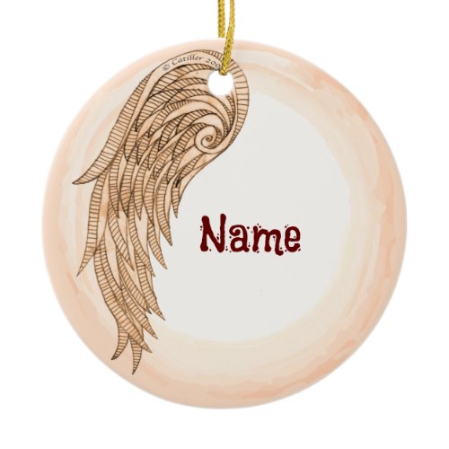one wing angel ceramic ornament