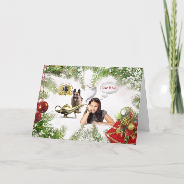One Wish - German Shepherd Christmas Holiday Card (Front)