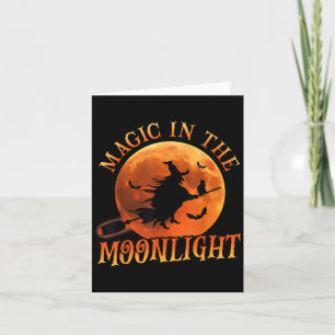 One Witch Riding Broom Halloween Magic Card