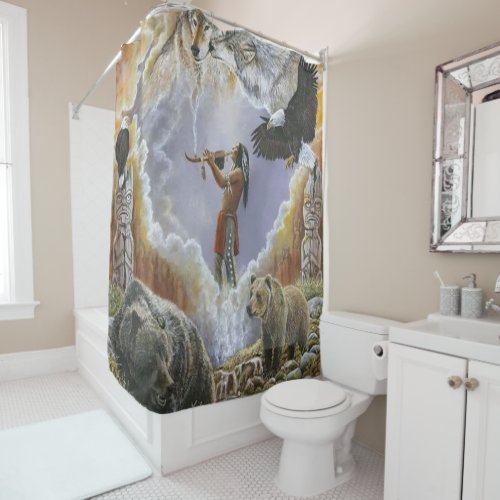 One With Nature Peace Pipe Shower Curtain