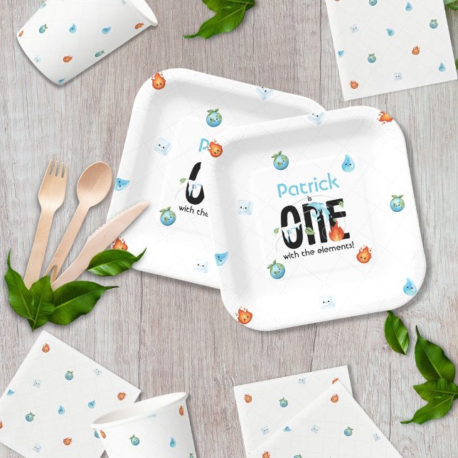 ONE With The Elements First Birthday  Paper Plates (Creator Uploaded)