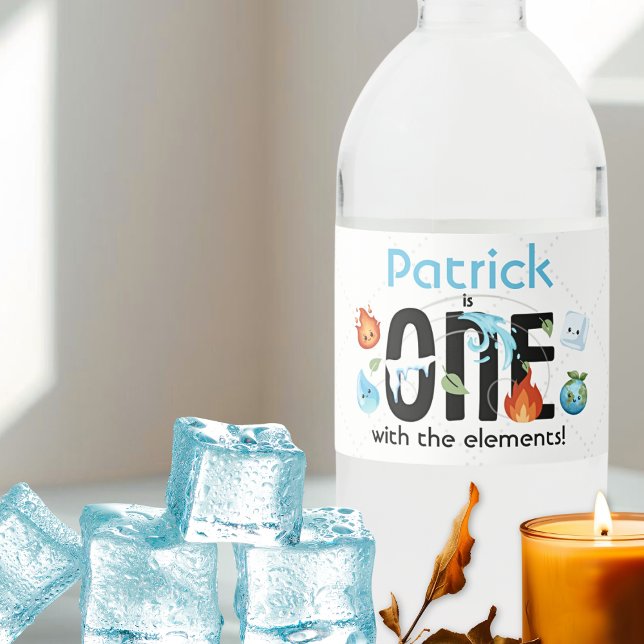 ONE With The Elements First Birthday  Water Bottle Label (Creator Uploaded)