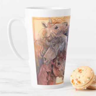 One with the Herd Watercolor Horses Latte Mug