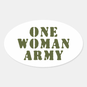 ONE WOMAN ARMY OVAL STICKER