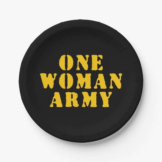 ONE WOMAN ARMY PAPER PLATES (Front)
