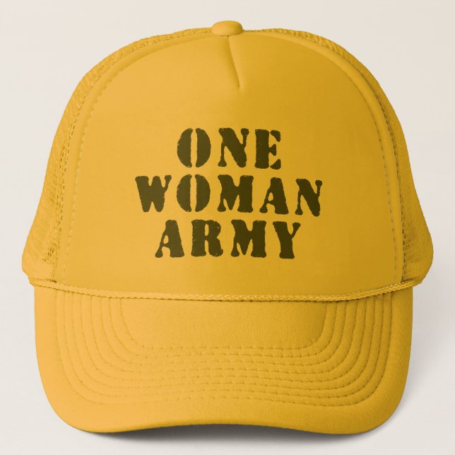 ONE WOMAN ARMY TRUCKER HAT (Front)
