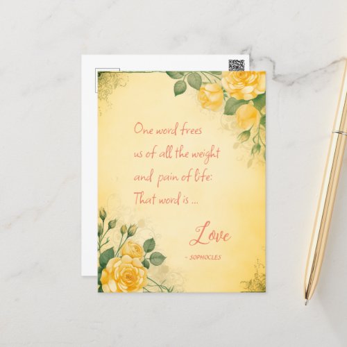 One Word Frees Us Of All _ LOVE Postcard
