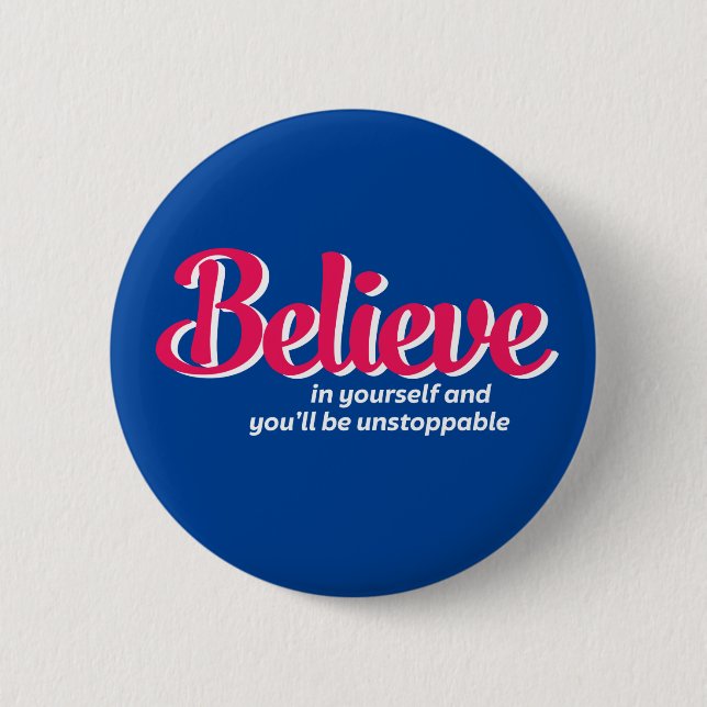 One Word That Say Believe Inspirational Quote Button (Front)
