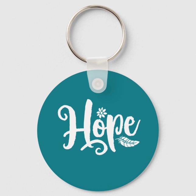 One Word That Say Hope Cursive Calligraphy Keychain (Front)