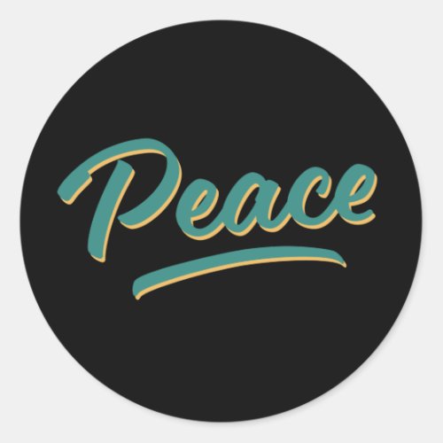 One Word That Say Peace Inspirational Quote Classic Round Sticker