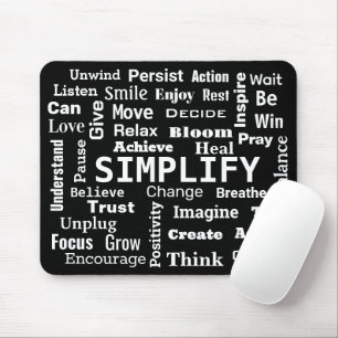 "One Word" Word Cloud On Black Mouse Pad