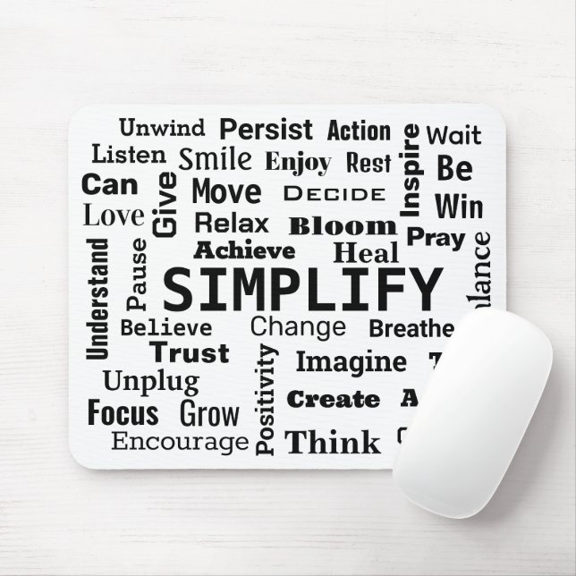 "One Word" Word Cloud On White Mouse Pad (With Mouse)