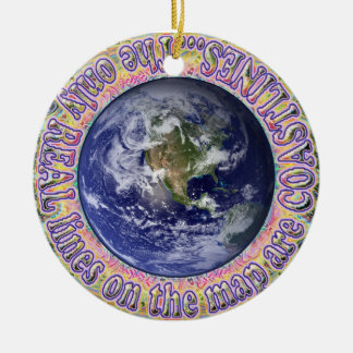 One world. Coastlines Map Ornament