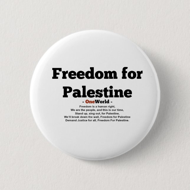 One World Freedom For Palestine Button (Front)