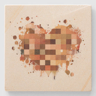 One World Heart  stone coaster