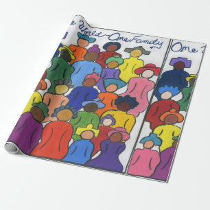 One World, One Family Multicultural Wrapping Paper