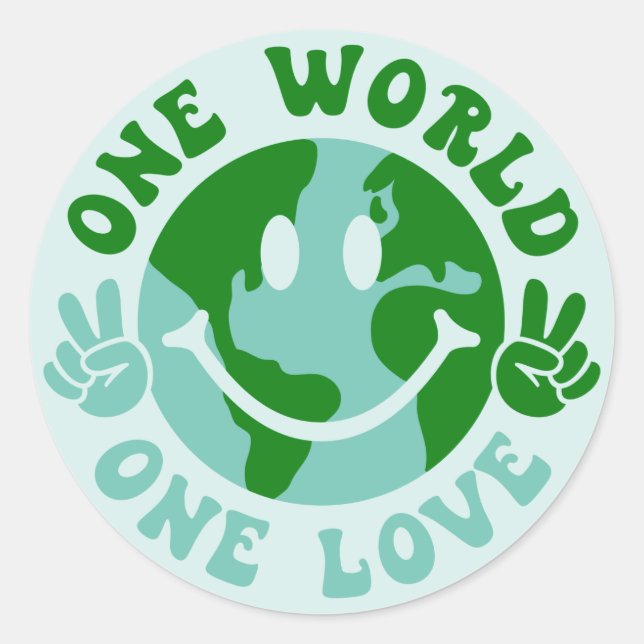 One World One Love Peace On Earth Classic Round Sticker (Front)