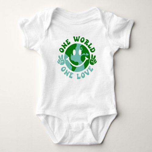 One World One Love Peace On Earth T_Shirt Baby Bodysuit