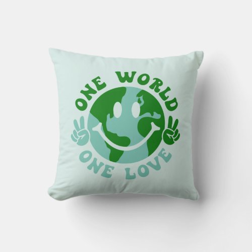 One World One Love Peace On Earth Throw Pillow