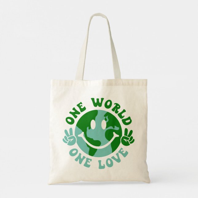 One World One Love Peace On Earth Tote Bag (Back)