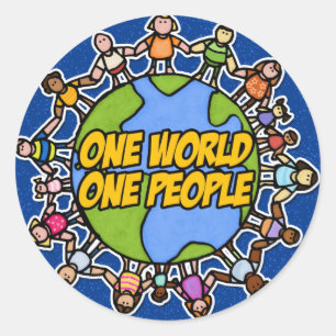 one world one people classic round sticker