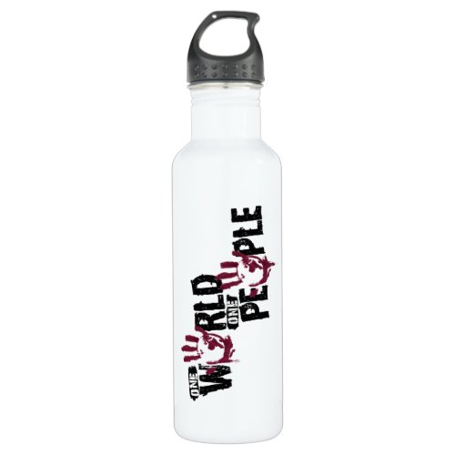 One World One People Painted Stencil Graphic Stainless Steel Water Bottle