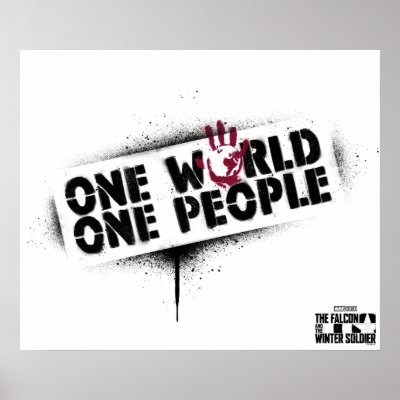 One World One People Spraypaint Stencil Graphic Poster