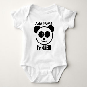 One Year 1st Birthday with Panda V03BA Baby Bodysuit