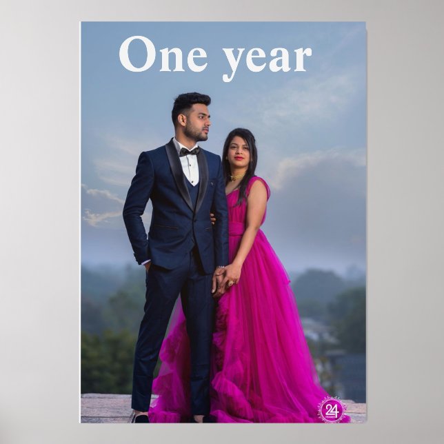 One Year Anniversary Photo Gift | Custom Couple  Holder (Front)