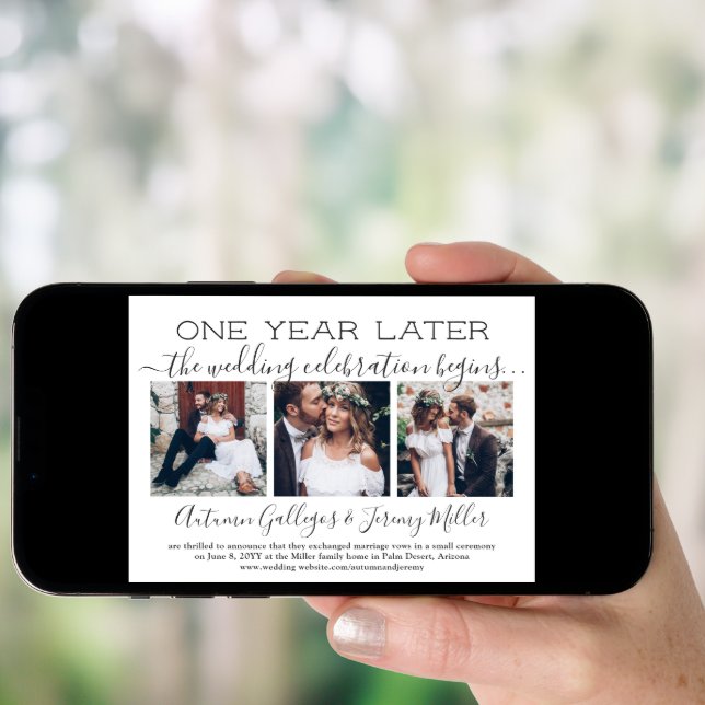 One Year Anniversary Reception 4 Photo Wedding Invitation (Front Digital)