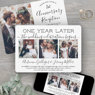 One Year Anniversary Reception 4 Photo Wedding Invitation