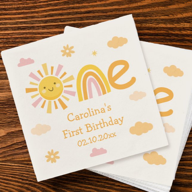One year around the sun birthday party girl napkins (Creator Uploaded)