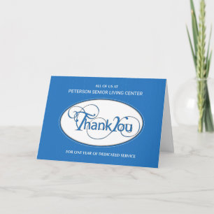 One Year Employee Anniversary Business Thank You Card