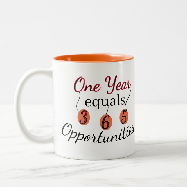 One year equals 365 Opportunities Two-Tone Coffee Mug (Left)